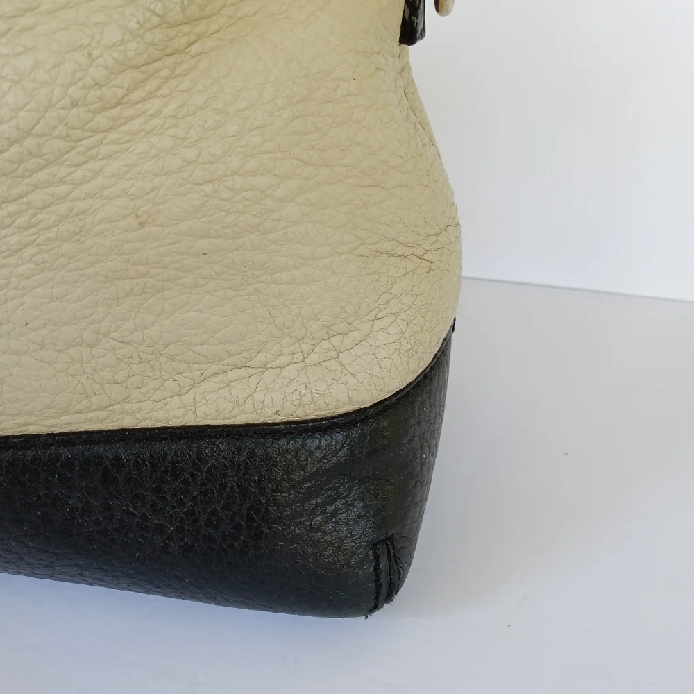 Kate Spade Two-Toned Cream & Black Leather Satchel Handbag